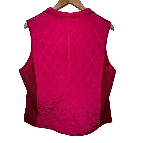 Talbots Size Large Quilted VEST Pink Diamond Wool Blend Snap Front 12 /14 Berry - Picture 3 of 8
